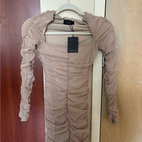 Revolve Michael Costello Franky Dress in Taupe - Picture 3 of 6